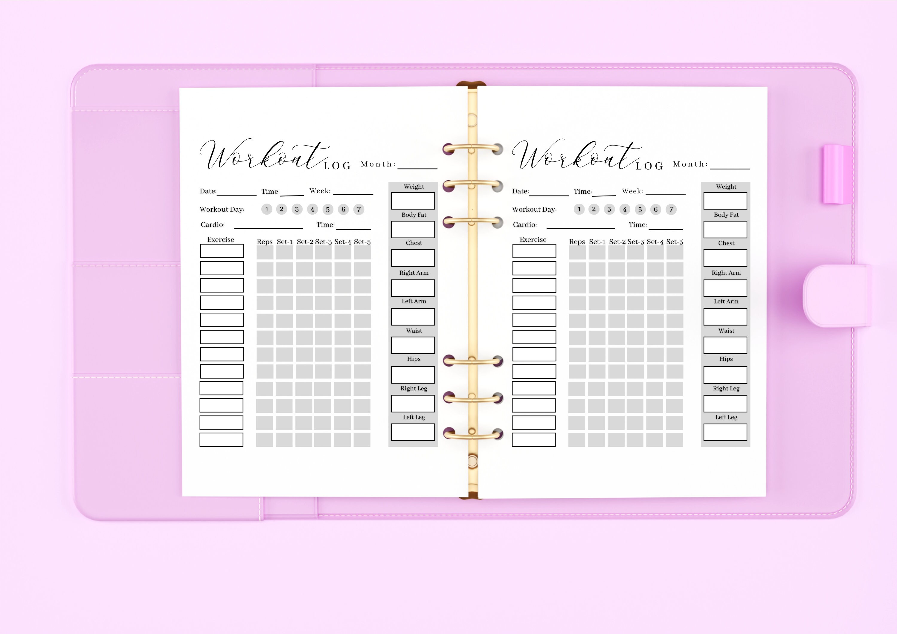 Simple Workout Log Printable Digital Planner Goodnotes Exercise Tracker ...
