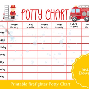 Feuerwehr Töpfchen Diagramm für Jungen Toiletten Training Diagramm Töpfchen Training Ideen Digitaler Download