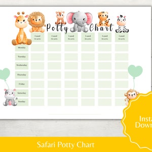 Safari Potty Chart Printable for girls toilet training training for Boys Potty training ideas