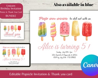 Editable Popsicle Birthday Invitation: Summer Kids Party (Digital Download)
