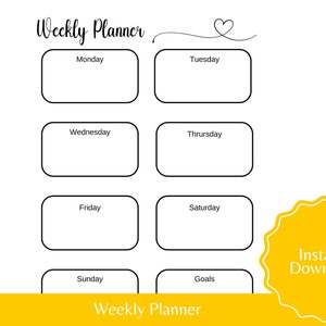 Simple Weekly Planner Printable Minimalist Organization Chart Schedule for busy parents
