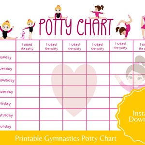 Gymnastics Potty Chart Printable for girls Toilet Training chart Gym Potty training chart for toddlers