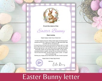 Editable Letter From Easter Bunny, Easter Printable, Purple Printable Easter Bunny, Digital download