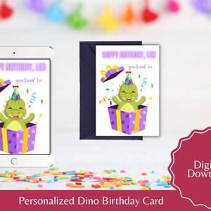 Cartão de aniversário personalizado do dinossauro imprimível cartão de aniversário feito à mão cartão de aniversário infantil para meninos cartão de aniversário personalizado presente para meninos