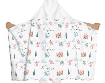 Personalized Dragon Kids Towel, Fantasy Bath  Beach Towel for Girls, Custom Name Magical Dragon Gift, Super soft Towel