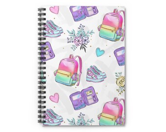 90s Style Spiral Notebook: Back to School Ruled Line Journal