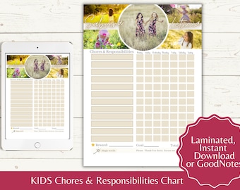 Personalized Kids Chore Chart: Responsibility Tracker (Printable PDF)