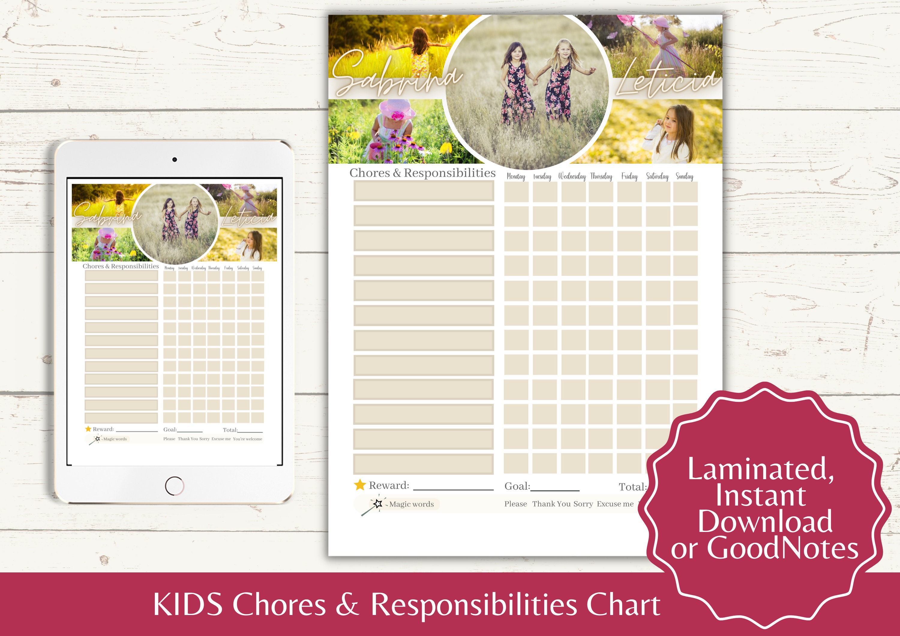Fun Personalized Chore Chart Printable for Kids Encourage ...