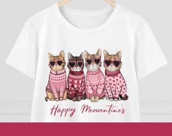 Cat Valentine's Day T-Shirt Gift for her Cute Kitty Graphic Tee Cat Lover Gift Cat Lover's Valentine