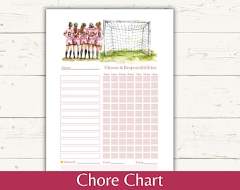 Personalized Girls Soccer Chore Chart: Printable Responsibility Chart (PDF)