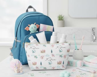 Personalized Dragon Kids Pouch, Fantasy Pouch, Custom Name Magical Dragon Gift