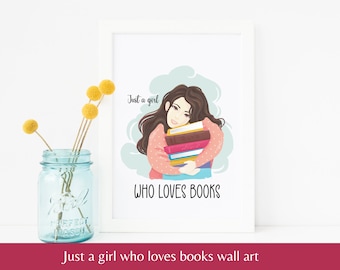 Book Lover Art Print: Girl Reading, Library Wall Decor