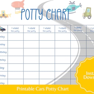 Cars Potty Training Chart Printable for boys vehicle tracker Toilet training chart for toddlers Potty Training ideas