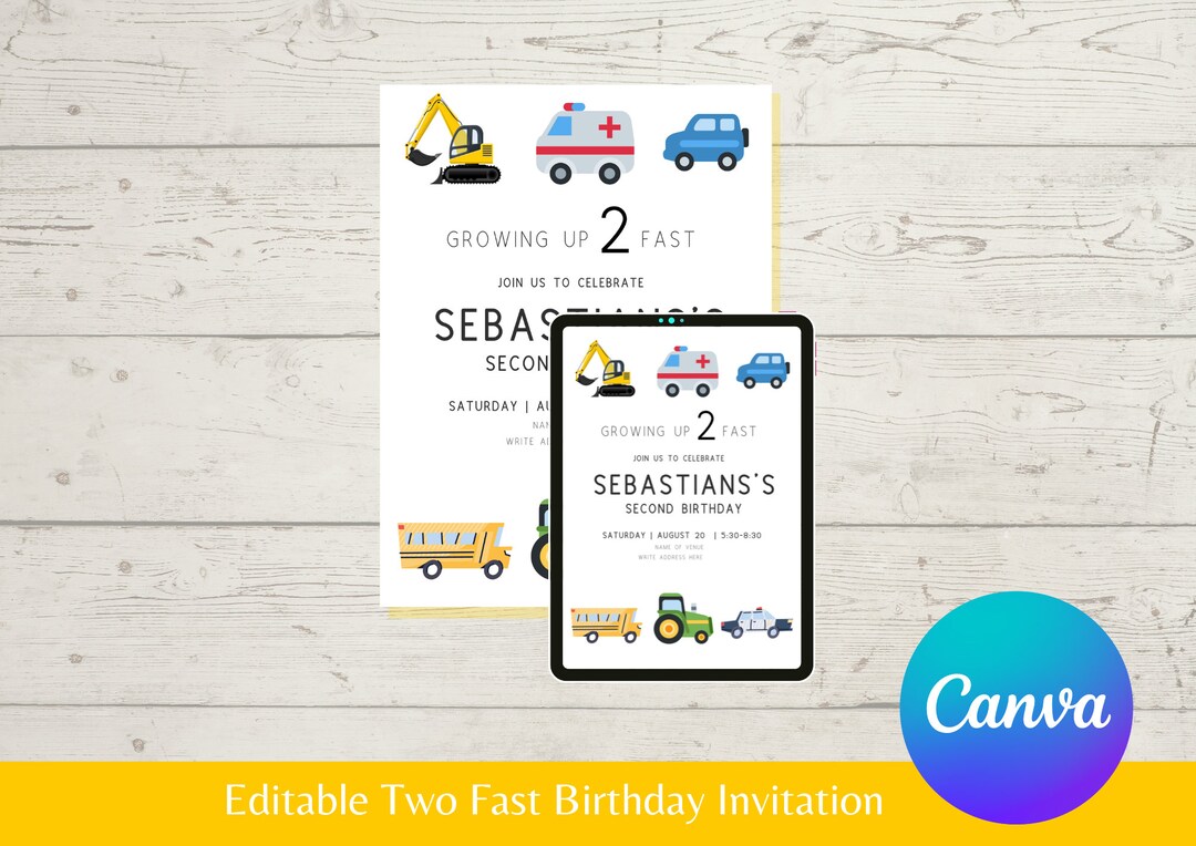 Printable Transportation Birthday Invitation Cars Birthday Invitation ...
