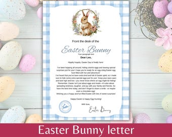 Editable Letter From Easter Bunny, Easter Printable, Blue Printable Easter Bunny, Digital download