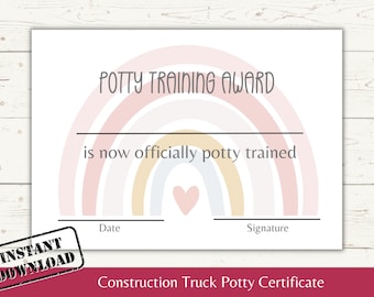 Boho Rainbow Potty Training Award Certificate (Printable)