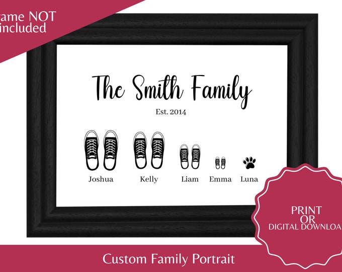 Custom Family Print Wall art Personalized Family gift Minimalist Decor for living room Custom Family Sign Gift for Mom family and Pets print