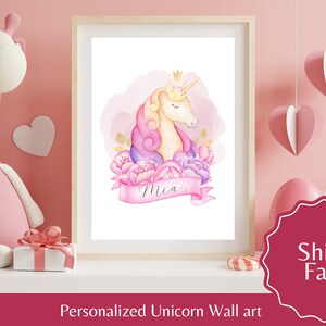 Personalized unicorn  prints for girls Unicorn Nursery Decor wall art