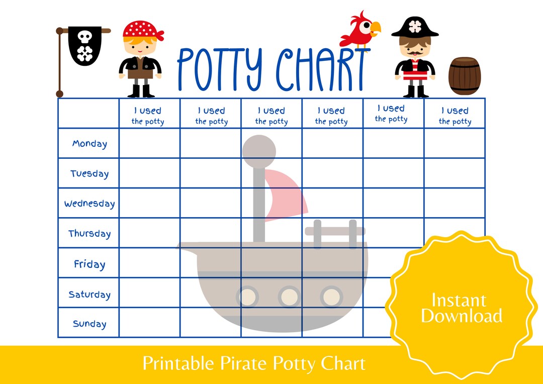 Pirate Potty Chart Printable Potty Training Chart for Boy Toilet ...