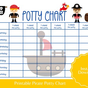 Pirate Potty Chart Printable Potty training chart for boy Toilet training chart
