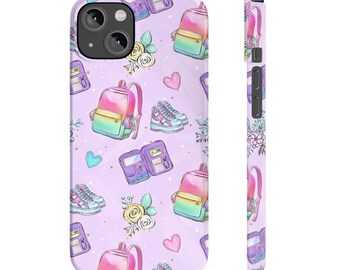 Back to School Slim Phone Case: Girly Backpack Pattern
