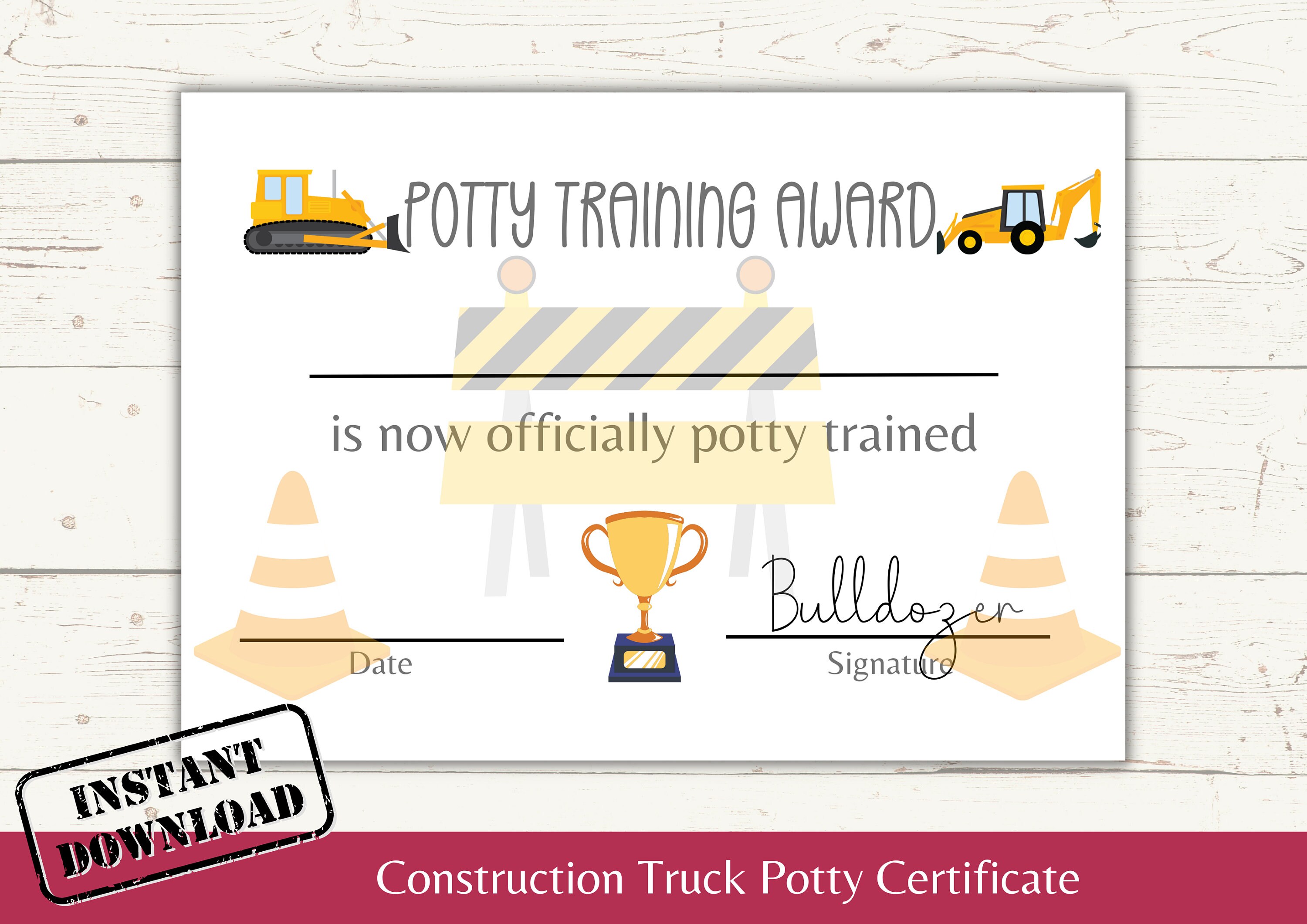 Potty Training Award Certificate Printable Potty Training Certificate ...
