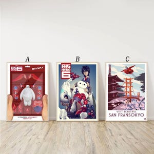 Cartaz do filme Big Hero 6, arte em tela minimalista, impressão em tela, pintura, arte de parede, imagem, decoração de quarto, família, casa
