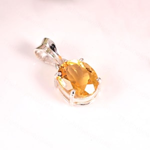 Citrine Oval Necklace: November Birthstone, 925 Silver