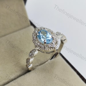 Oval Cut Natural Aquamarine 14k Solid Gold Ring For Women Engagement Wedding Band Luxury Handmade Ring Gifts For Her Three Stone Ring