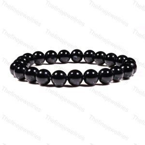ONYX Armband Stretch Fit Handmade mit Geschenktüte & Karte Kristall Edelstein 8mm Frauen Armband Schwarz Edelstein Armband Geschenk für Sie