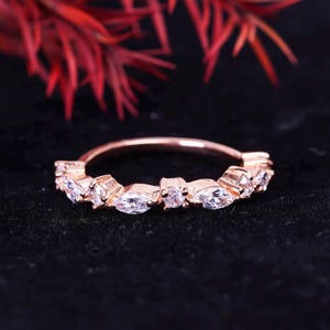 Marquise Moissanite Eternity Ring: 925 Silver Wedding Band