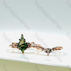 Moissanite Diamant Diamant Ring Kite Cut Set: Moosachat Verlobungsring Set