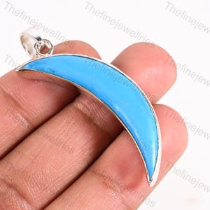 Türkis Halbmond Anhänger: Handgefertigter Boho Schmuck aus 925er Sterlingsilber