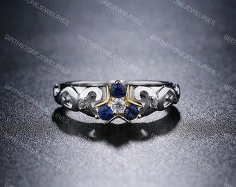 Triforce Zora's Sapphire Spiritual Stone Diamond / Moissanite Custom Ring 14K Gold Legend of Zelda Inspired Ring Video Game Engagement Ring