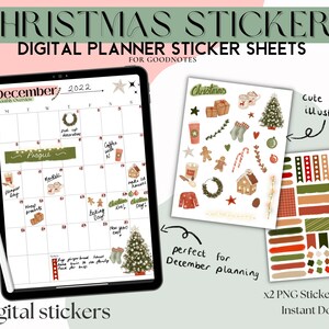 Christmas Digital Planner Sticker Sheet for iPad Goodnotes Notability - 79 digital stickers