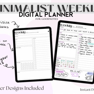 Undated Weekly Digital Planner Dashboard for iPad Goodnotes - Weekly Planner, printable, notability