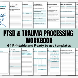 Arkusze ćwiczeń do terapii traumy MEGA PTSD dla dorosłych 64 strony narzędzie kryzysowe terapia PTSD Plan leczenia terapii traumy arkusz roboczy terapii lękowej