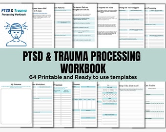 PTSD Trauma Therapy Workbook: Adult Healing, Crisis Tools (64 Pages) (PDF Pattern)