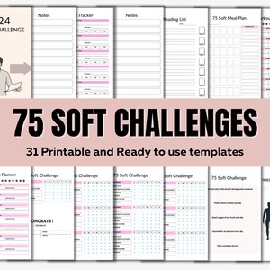 EDITABLE 75 Soft Challenge Tracker Bundle Printable Daily 75 Soft Challenge journal Habit Tracker Digital Fitness & Health Fitness Planner