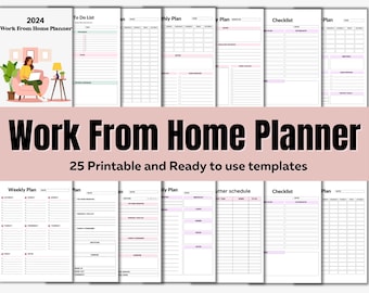 Work From Home Planner: Daily, Weekly, Monthly (Digital Download)