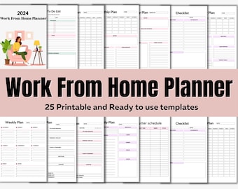 Work From Home Daily Planner Weekly Planner Monthly Planner Productivity Planner Work From Home Planner Digital Planner Work Day Organizer.