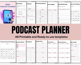 Podcast Planner Bundle: Editable Content Calendar & Checklist (Digital Download)