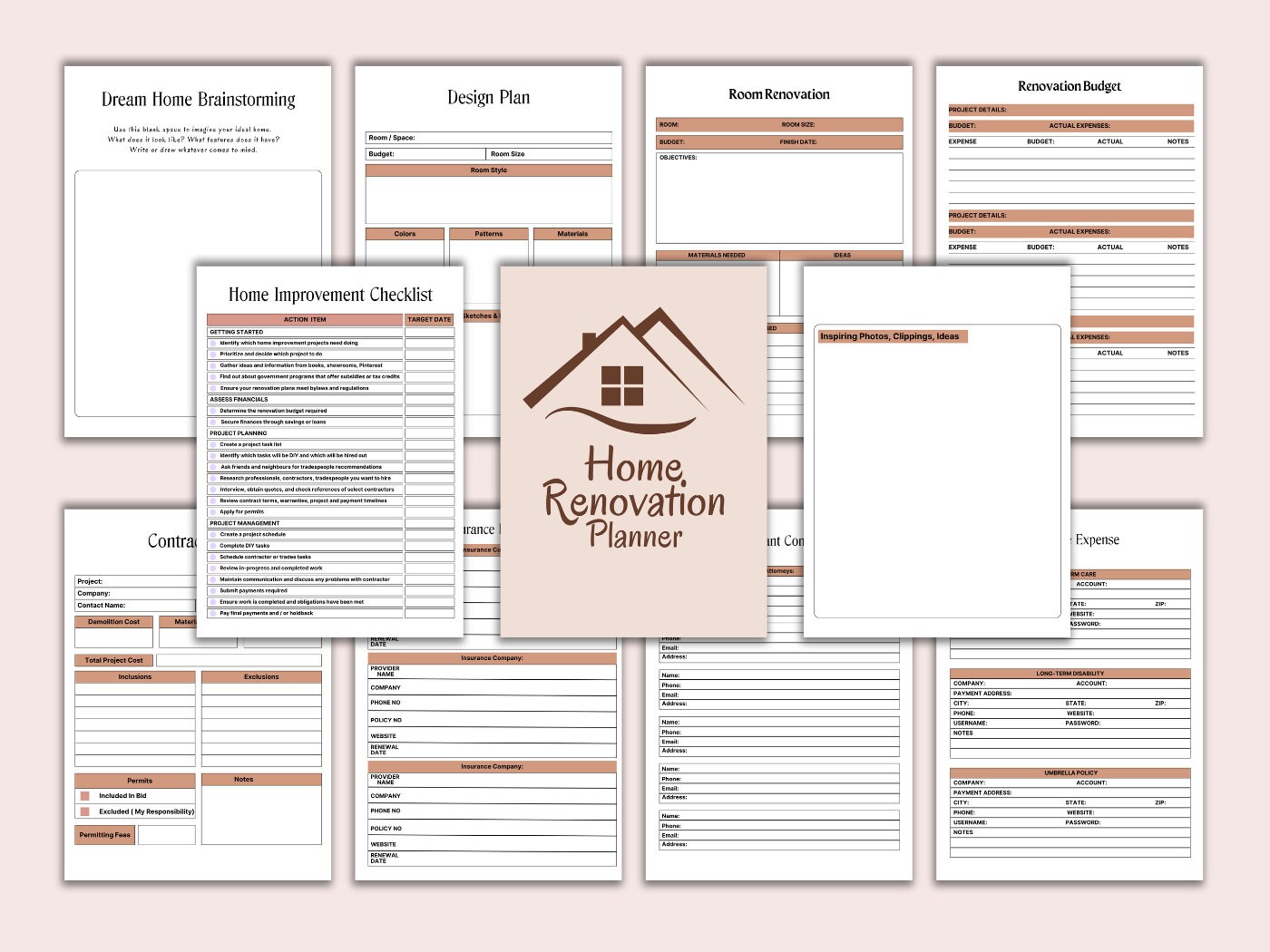 Room Renovation Planner: Interior Design Project Templates (PDF) - Etsy