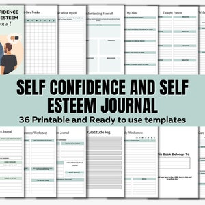 Self-Compassion & Self-Esteem planner Love Therapy journal worksheets Mental Health therapy worksheet Anxiety journal self esteem worksheets