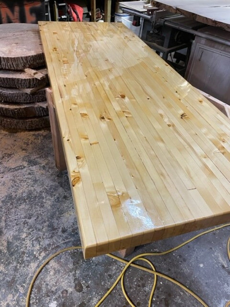 Table Top Alaskan Yellow Cedar Glue Laminated Beam Fully Finished Legs