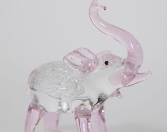 Hand Blown Glass Elephant Figurine