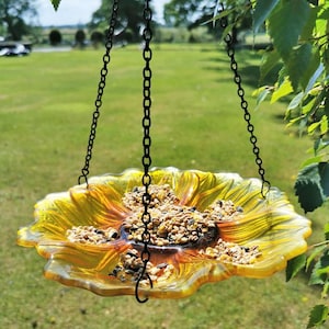 Glass Sunflower Bird Bath/Feeder: Garden Decoration