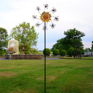 Hand-Painted Daisy and Bees Wind Spinner: Metal Garden Decoration image 2