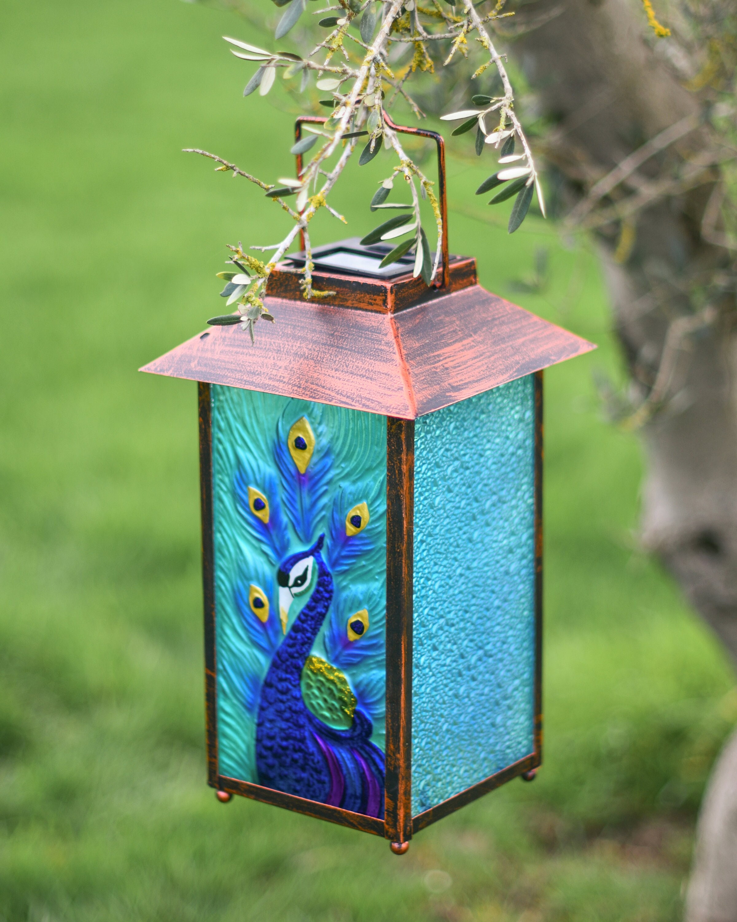 Solar Powered Beautiful Peacock Lantern/garden Ornament Etsy UK