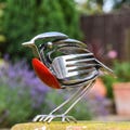 Hand-crafted Recycled Cutlery Robin Ornament - Home or Garden Decoration
